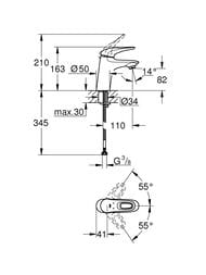 Смеситель Grohe EuroStyle 2015 32468003 для умывальника однорычажный, гладкий корпус, S-Size, хром