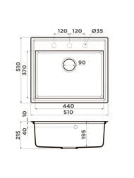 Мойка Omoikiri DAISEN 51 WH (510х510х195) врезная, артгранит, цвет белый 4997304