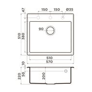 Мойка Omoikiri TEDORI 57-WH (570х510х220) врезная, тетогранит, белая 4993983 — изображение 4