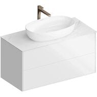 Тумба под раковину KERAMA MARAZZI PLAZA Modern подвесная с 2 ящиками, 980х466х500, белая гл. PLB.M.100.2\WHT
