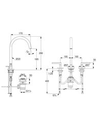 ��������� KLUDI Nova Fonte Puristic ��� �������� �� 3 ���������, �������������, ���� 201430515