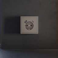 Накладка для розетки с/з и защитными шторками, с USB A+C Voltum S70 VLS001014, капучино