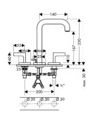 ��������� Axor Citterio 39135 ��� ����������� ������������� (���������) �� 3 ���������, ����� 140 ��