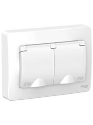 Розетка Systeme Electric BLANCA скрытой установки IP44 двойная с заземл., 16А 250В,белый BLNRS441121