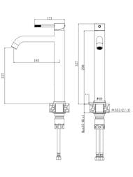 Смеситель VODA Vessel д/раковины высокий, графит, арт. VSL25GM