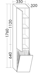 Пенал подвесной Burgbad Iveo 350х1760х320 левый, 1 дверца, 1 корзина, дуб меринос HSIG035LF2835G0161