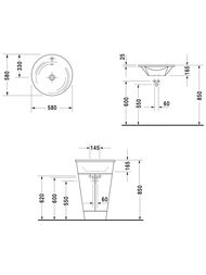 Умывальник Duravit Starck 1 580х580х165 с отверстием под смеситель 0406580000