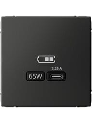 Розетка Systeme Electric ARTGALLERY USB тип-С 65Вт, высокоскор.заряд. QC, PD, базальт, GAL001427