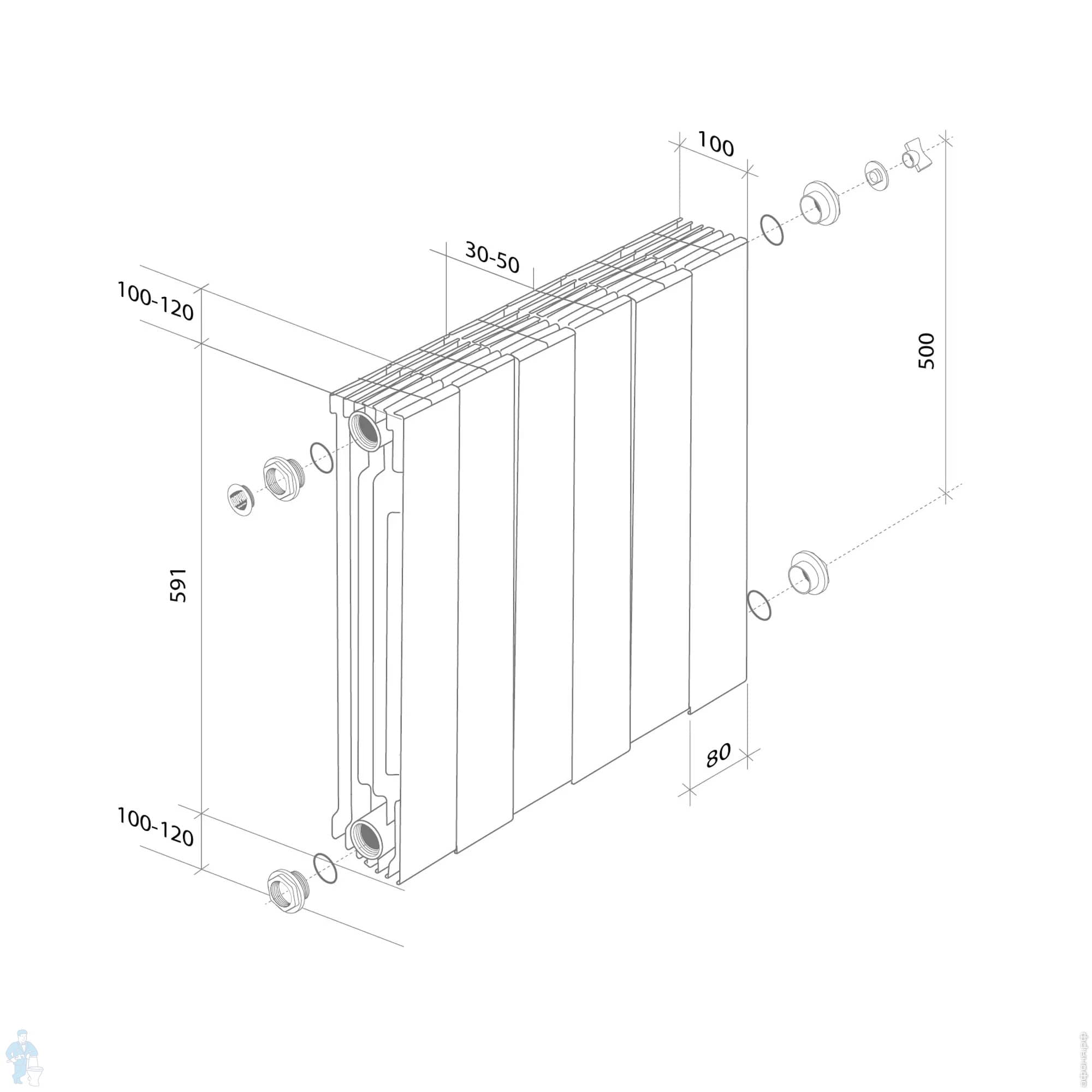 Радиатор биметаллический, 10 секций ROYAL THERMO PianoForte Noir Sable ...