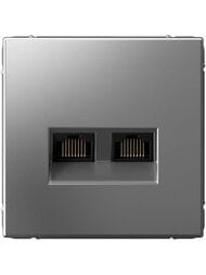 Розетка Systeme Electric ARTGALLERY двойная компьютерная RJ45+RJ45, кат.6А, сталь, GAL000988