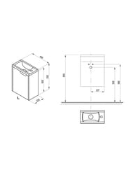 Тумба с умывальником RAVAK SET Classic II 400 L подвесная, с дверцей, левая, цвет: белый 70508061