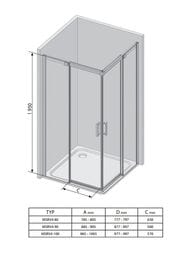 ������� ������ RAVAK MATRIX MSRV4-80 (805�805�1950) ���������� �����, �����+Transparent