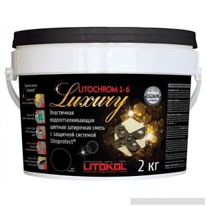 Затирка цементная LITOCHROM 1-6 LUXURY C.20 водоотталкивающая, светло-серая, ведро 2 кг