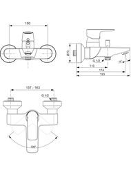 Смеситель для ванны/душа Ideal Standard Connect Air A7033A2 настенный, шлифованное золото