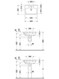 ���������� DURAVIT DuraStyle 600�440�170 ��������.����., ��������� ��� ����., ������� 23196000001