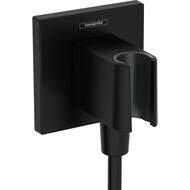 Шланговое подсоединение Hansgrohe FixFit E квадрат, с держателем, черный матовый 26889670