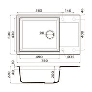 Мойка Omoikiri SAKAIME 78-LB-WH (780х500х220) врезная, тетогранит, белая 4993903 — изображение 4