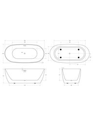 Ванна акриловая BelBagno BB415-1700-800 1700x795x620 отдельностоящая, полукруглая, белый
