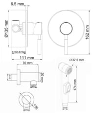 Смеситель встраиваемый WasserKRAFT A04157 с гигиеническим душем (комплект), хром