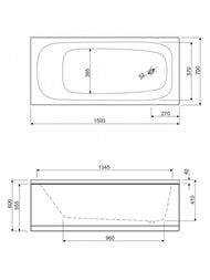 Ванна акриловая CEZARES ECO-150-70-41-W37 150х70х41 прямоугольная, белая