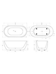 Ванна акриловая BelBagno BB70-1500-W0 1500х750х570 отдельностоящая, без перелива, д/к, белый