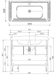 Тумба под раковину Caprigo Борго 100 (1015х963х500) напольная, отделка blue 33414-B136