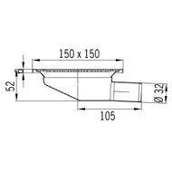 Трап АСО EG 150 DN32 150х150 горизонтальный выпуск, телескопический 400791