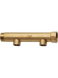 Коллектор проходной FAR 1.1/2"ВН на 2 отвода 1"В, м/о 100 мм, латунь FK 3611 1121