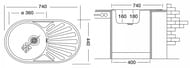 Мойка врезная Ukinox Favorit (740х440) декор. поверхность 0,8мм, слив 3 1/2, FAL740.440 -GT8K 2L