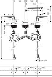 ��������� Hansgrohe Metropol 74514000 �� �������� �� 3 ������ � ��������, ����� 110 ��, �����-�����