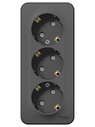 Розетка Systeme Electric BLANCA трехпостовая, с заземл., со шторками, 16А, 250В антрацит BLNRA011316