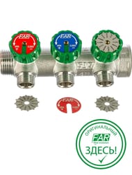 Коллектор регулируемый FAR 1"ВН на 3 отвода 1/2"Н, соед.eurokonus, FK 3822 112
