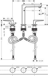 ��������� Hansgrohe Metropol 74515000 �� �������� �� 3 ������ � ��������, ����� 160��, �����-�����