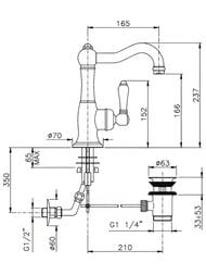 Смеситель для раковины Nicolazzi Cinquanta 3452BZ75С ручка El Capitan, бронза