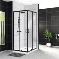 Душевой уголок BelBagno Uno (900х900х1950) UNO-195-A-2-90-C-NERO r стекло прозрачное, профиль черный