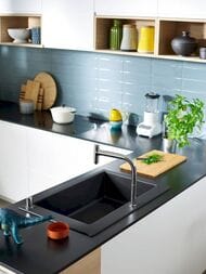 Мойка из гранита Hansgrohe S51 43313170 (770х510) врезная, отвер.под смес., черный графит — изображение 3