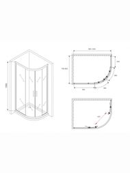 Душевой уголок ABBER Schwarzer Diamant AG01180B (1000х800х1950) асимметр., стекло 6мм прозр./черный