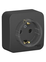 Розетка Systeme Electric BLANCA с заземлением, без шторок, (тонкая), 16А, 250В, антрацит BLNRA110116
