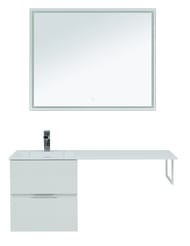 Тумба с раковиной Aquanet Алвита 120 L (1200х526х480) левая, подвесная, 2 ящика, белая 243773