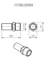 Вставка резьбовая VALTEC нерж. сталь 18х1/2"НР, VTi.906.I.001804