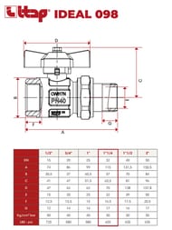 Кран шаровый с американкой ITAP IDEAL 098 1.1/4" ВН 30 PN бабочка, полнопроходной