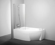 Шторка на ванну RAVAK CVSK1 ROSA 140/150 L (850х1500) левая, профиль блестящий, стекло Transparent