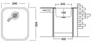 Мойка под столешницу Ukinox Modern 340х400 полиров.нерж. сталь 0,8мм, MOP340.400 -GT8C