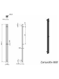 GROTA CORSA Полотенцесушитель электрический 80x1800 RAL9005