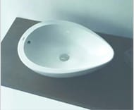 OXO BA 1030 Умывальник на столешницу оригинальная форма чаши (600х420х150) с переливом, белый