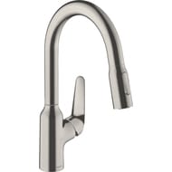 Смеситель Hansgrohe Focus M42 для кухни 180 мм вытяжной поворотный излив сталь 71821800