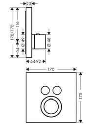 Смеситель Axor ShowerSelect 36715340 для душа встраиваемый, термостат, 2 выхода, шлиф.черный хром