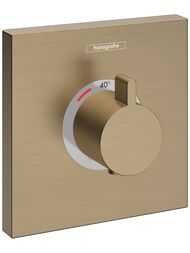Смеситель Hansgrohe ShowerSelect Highfow 15760140 термостат, без.зап.вент, наружн.часть, шлиф.бронз — миниатюра 1
