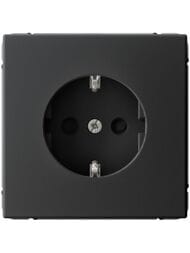 Розетка Systeme Electric ARTGALLERY с заземлением, шторка, 16А, карбон, GAL001045