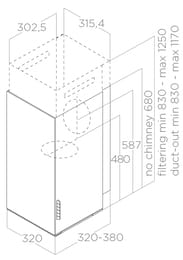 ������� ELICA Haiku BL/A/32 LED, 320�320-380 ��, 1200 �3/�, 277 ��, ������ ������ PRF0146263